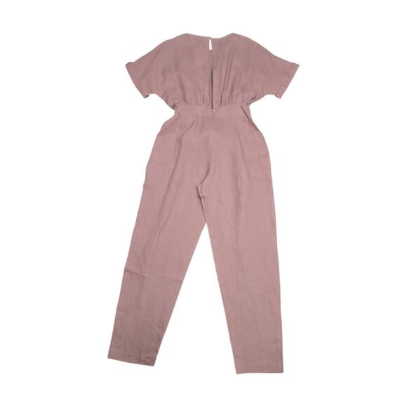 NWT Revolve Rumer Lou Lou Jumpsuit Prima Pink Linen Short Sleeve Tie Waist Sz XS - Picture 2 of 13